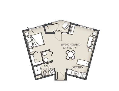 Studio (A) floor plan