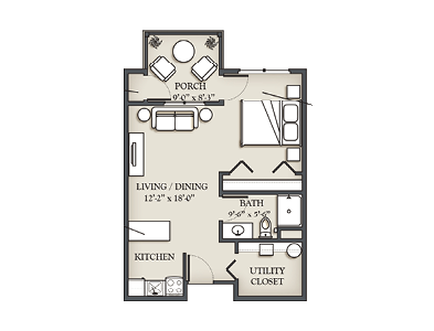 Studio (B) floor plan