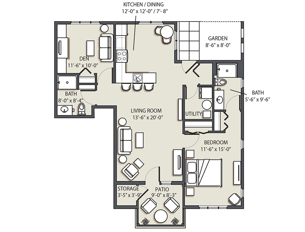 One Bedroom Den E