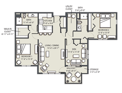 Two Bedroom Den H - renovated