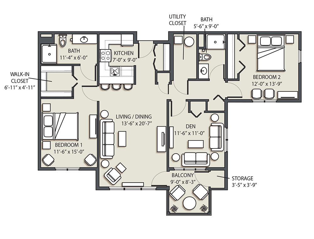 Two Bedroom Den H
