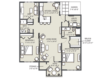 Two Bedroom Den K - renovated