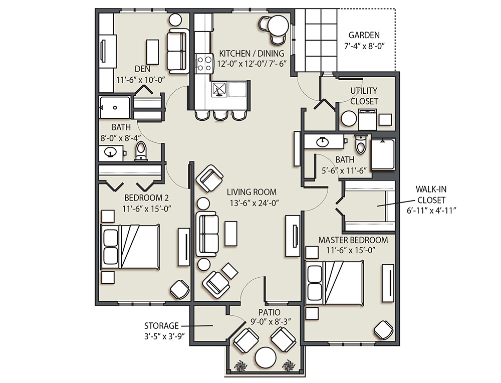 Two Bedroom Den K
