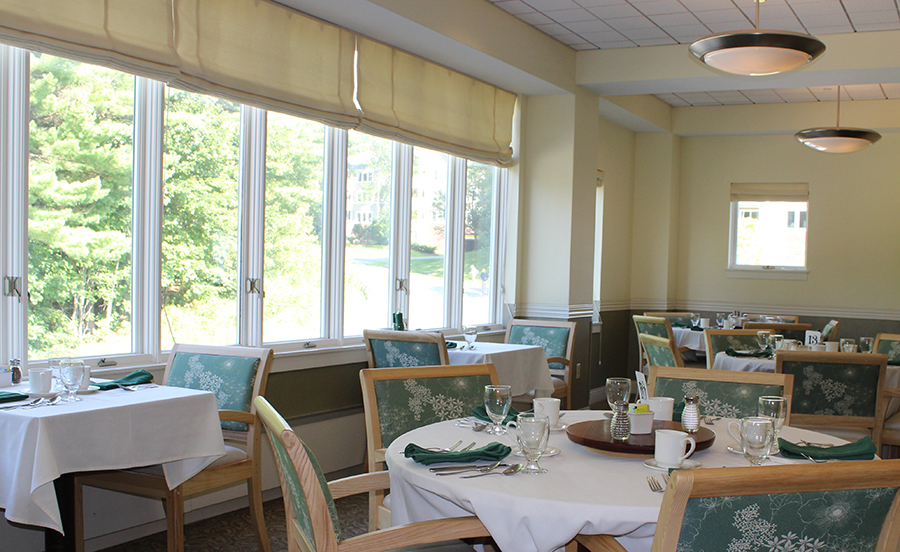 Set tables in the Cadbury Dining Room