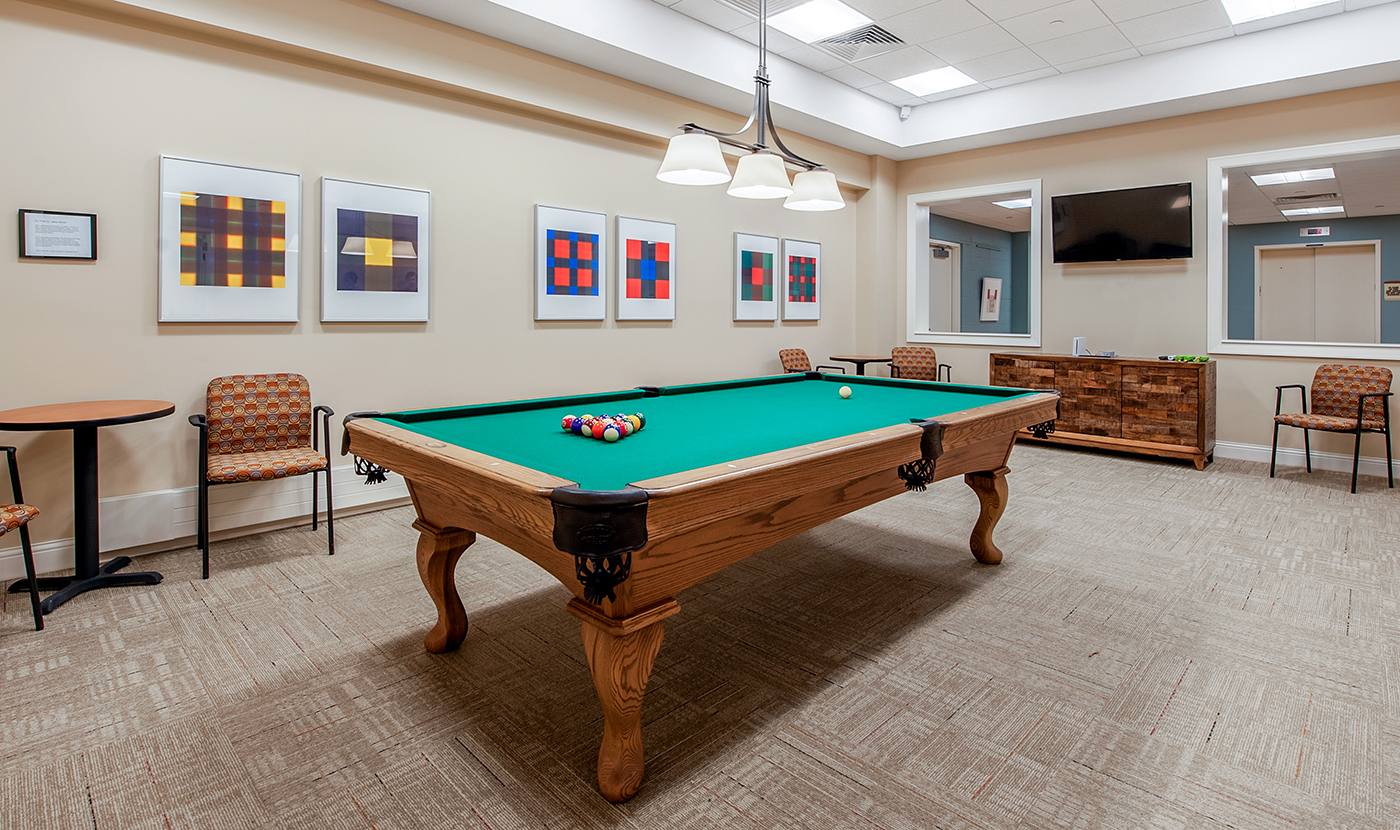Pool table in game room