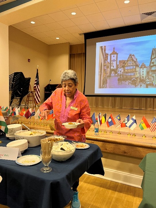 woman serving lunch