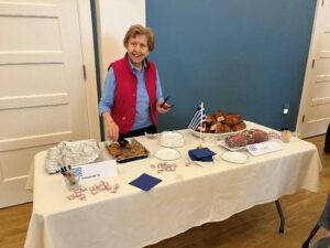 women at table with food